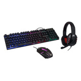 Syba Kit Combinado De Accesorios Para Juegos De Pc Rgb, Teclado Para Juegos Y Mouse Para Juegos, Teclado Usb A Prueba De Derrames, Mouse Óptico Con Cable De 3 Botones, Auriculares Estéreo Para Juegos