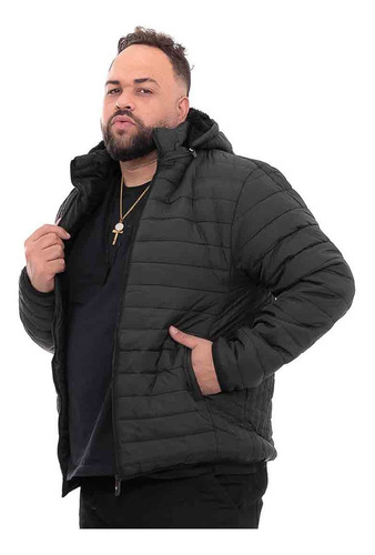 Jaqueta Masculina Puffer Plus Size Forrada Com Pelos