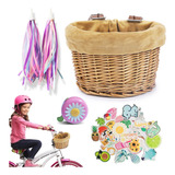 Decoração De Bicicleta Infantil, Cesta + Adesivo + Borla