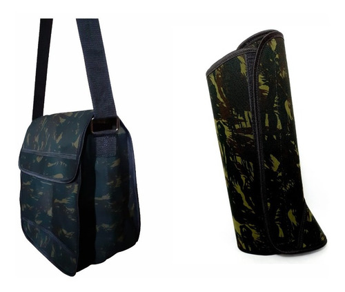 Bolsa Várias Utilidades Camuflada + Perneira Lona Camuflada 