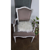 Sillón Francés Antiguo Premium Pana Blanco