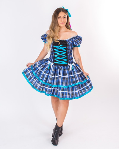 Vestido De Festa Junina Luxo Caipira Quadrilha Adulto Cores