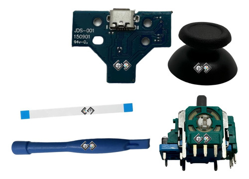 4 Kit Joystick Centro De Carga + Cable Flex Para Control Ps4