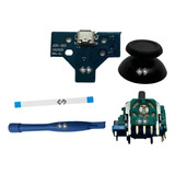 4 Kit Joystick Centro De Carga + Cable Flex Para Control Ps4