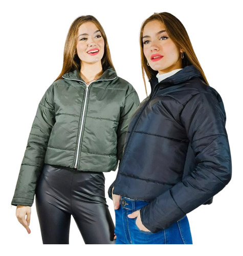 Campera Puffer Inflable Corta Mujer Abrigo Nylon Tendencia