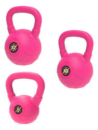 Set 3 Pesas Rusas De 5 Kg + 10 Kg + 12kg Fitnesas Kettlebell