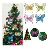 Pack 4 Mariposas De Navidad Decorativas Brillantes Navideños