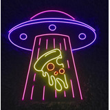 Letrero Led Neon Ovni Pizza Abduccion  Alto 50cm Luminoso