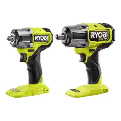Kit combinado de 2 herramientas Ryobi One+ HP de alto rendimiento, 18 V, inalámbrico, inalámbrico, con llave de impacto de ½ pulgada y llave de impacto compacta de una pulgada (solo herramientas) | Meses sin interés