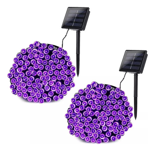 3 Piezas Serie Solar Navideña 100 Leds Color Morada 10 Metro