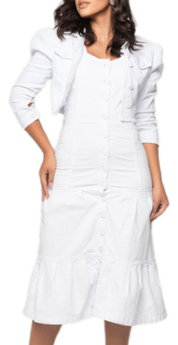 Vestido E Jaqueta Branco Moda Evangélica 7pallas