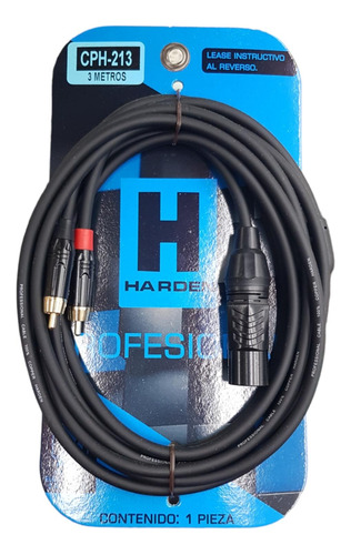 Cable Harden Canon Macho A 2 Plug Rca De 3 Metros Cph-213