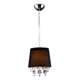 Lustre De Cristal Legítimo Pendente Redondo Cupula Tecido São Paulo Preto 1 Lâmpada E-27 Llumm Bronzearte