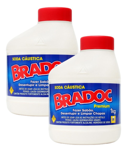 Kit 2 Bradoc Soda Caustica Em Escamas 1kg