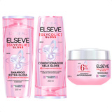 Kit Loréal Elseve Glycolic Gloss Shampoo + Cond + Mascara 