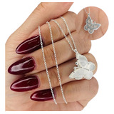 Conjunto Cadena Y Mariposa Primaveral De Plata 925  Kit 182