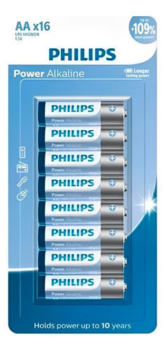 Kit Com 16 Pilhas Alcalinas Philips Aaa Palito 1.5v Lr03