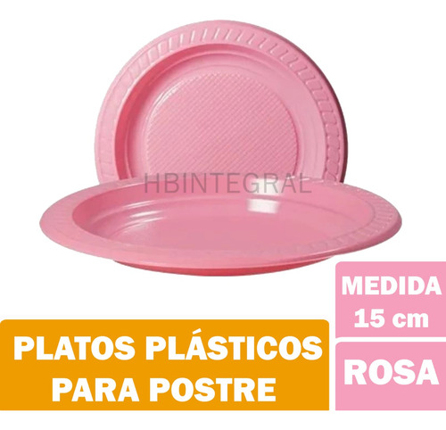 Platos Plastico Descartable 15 Cm  Postre De Colores X50u