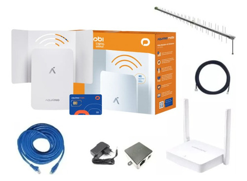 Kit Internet Rural 4g 3g Aquário + Antena + Cabos + Roteador