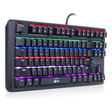 Teclado Gamer Mecânico Usb Pc Computador Rgb Led Switch Azul Cor De Teclado Preto Idioma Português Brasil