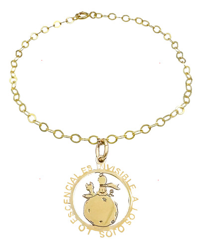 Pulsera Principito Frase Baño Oro 24k Plata 925