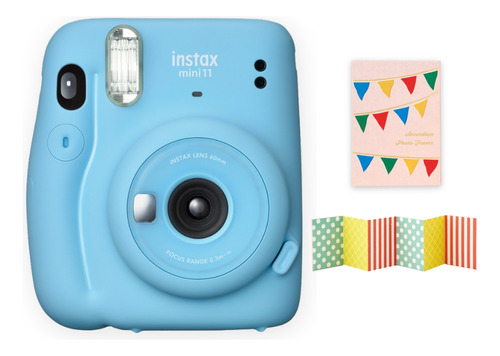 Cámara Instax Mini 11 Azul Fujifilm+álbum Banderín De Regalo