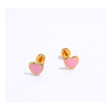 Aros Abridores Aritos Laminado Oro 24k Corazón Rosa/roj Bebe