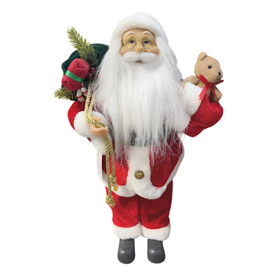 Papai Noel Boneco Enfeite De Mesa Decoração Decorativo 45cm Luxo Com Urso E Presente | Parcelamento sem juros