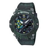 Reloj Casio G-shock Ga-2200mfr-3adr Hombre Color De La Correa Verde Color Del Bisel Verde Color Del Fondo Negro