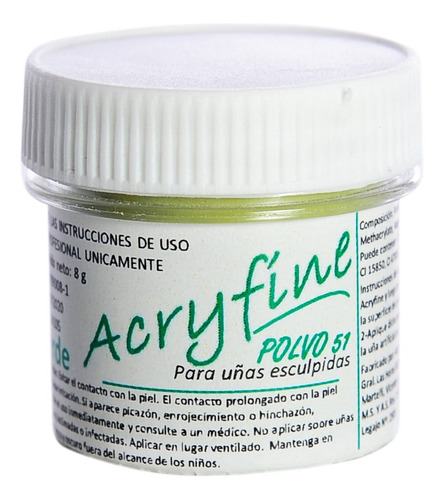 Acryfine Polimero Construcción Uñas Esculpidas Verde 8gr