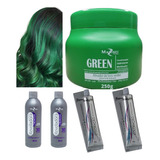  Kit Tinta De Cabelo Profission 2 Coloração 2 Ox 1 Matiz 250g Tom Verde Nº Greem