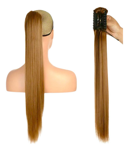 Aplique Rabo De Cavalo Cabelo Invisível De Fibra 70cm 200g 