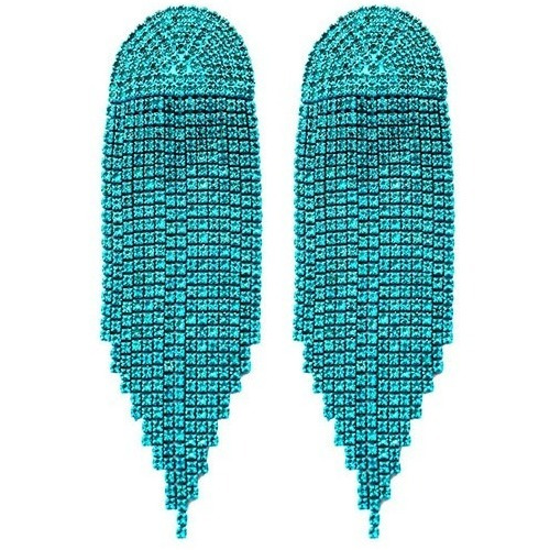 Aretes Azul Aqua Tassel Piedras Largos Elegantes Fiesta