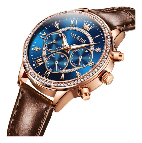Reloj De Cuarzo Elegante Olevs Diamond Chronograph