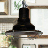 Colgante Industrial Vintage Local Galponera Led Con Reja