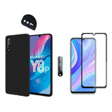 Funda Silicona + Vidrio Completo + Cam Para Huawei Y8p