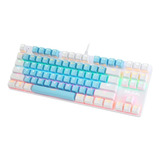 Teclado Mecanico Gamer Por Cable Usb | Azul Blanco / Luz ...