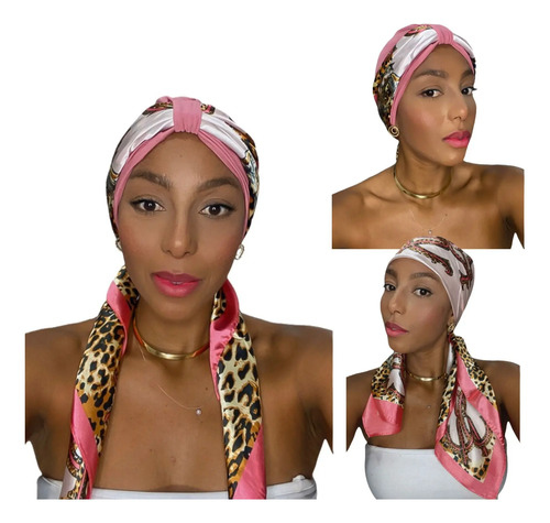 Turbante Lenço Longo Luxo Elegante Cabeça Tratamento Quimio | Parcelamento sem juros