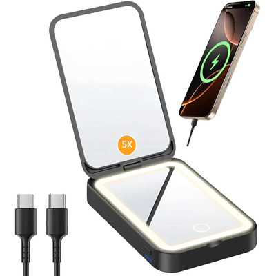 Espejo Maquillaje Viaje 5x Aumento 3000mah Power Bank Tipo C | Meses sin interés