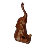 Escultura Estátua Elefante Facetado 15cm Decoração Ambiente Cor Cobre