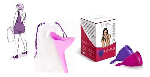 Kit Copa Menstrual Fleurity X2 + Urinal Mujer Pis Parada