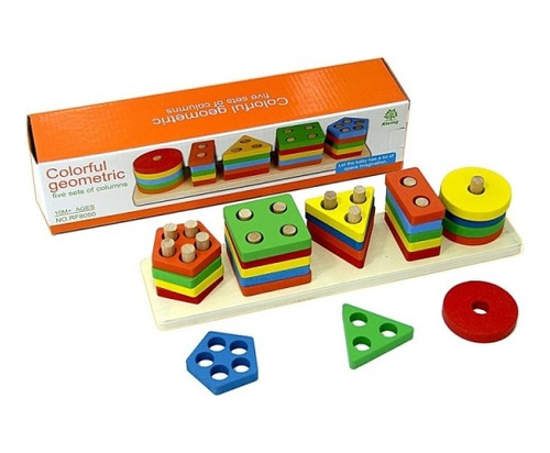 Juego Didáctico De Figuras Geométricas Encajables Montessori