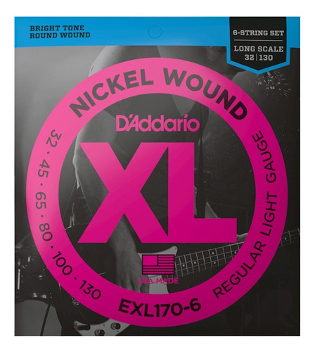 Daddario Exl170-6 Encordado Bajo 6 Cuerdas Niquel 32/130