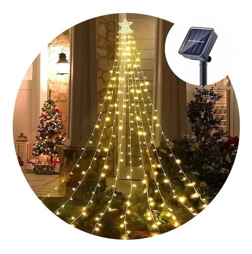 Luz Cascada Tipo Árbol Navideño Solar Guirnalda  3,5mt+contr