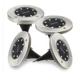 Pack 4 Focos Solar Para Exterior 8 Leds Acero Inoxidable. 