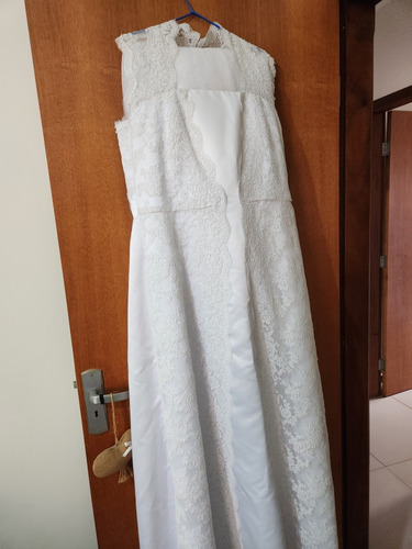Vestido De Noiva Em Cetim E Renda Italiana Tam Xxg (48/50)