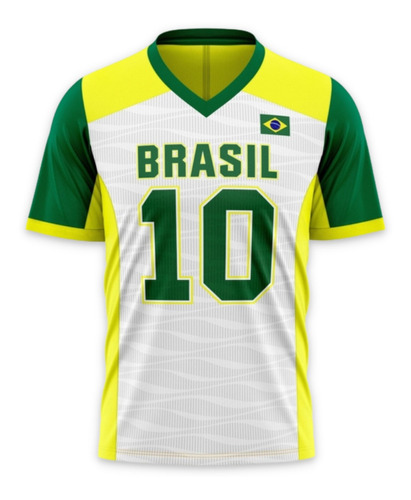 Camisa Brasil Masculino Copa Torcedor Seleção Verde Amarelo