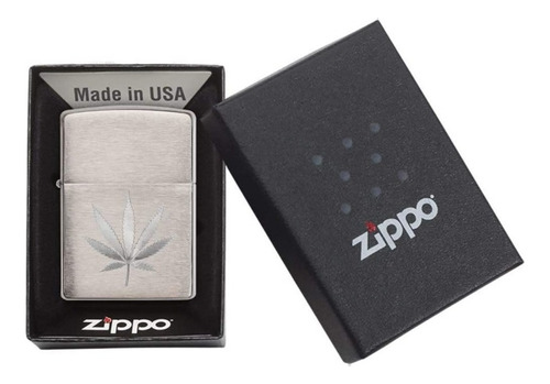 Zippo - Isqueiro Folha De Marijuana Maconha Cromado 29587