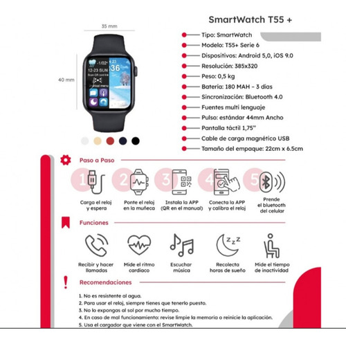 Smart Watch T55+ Serie 6 