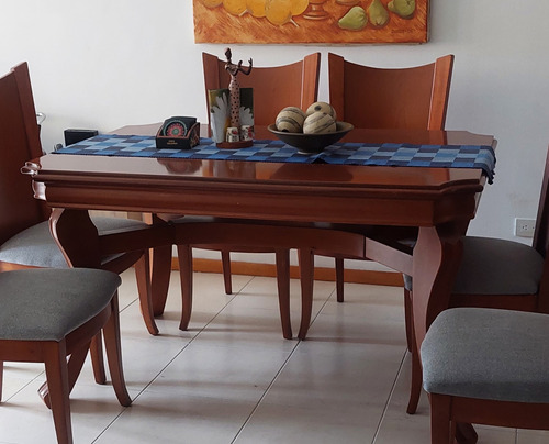 Juego De Comedor En Madera C/ Mesa Rectangular + 6 Sillas 